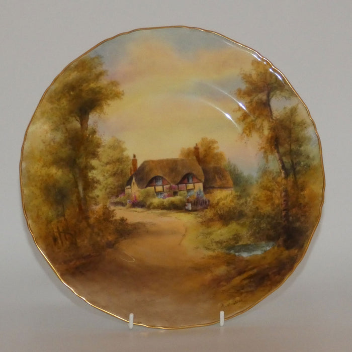 Royal Worcester hand painted Cottage plate (Rushton, Ripple)