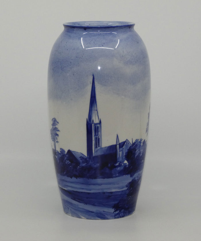 Doulton Burslem Salisbury Cathedral blue and white vase