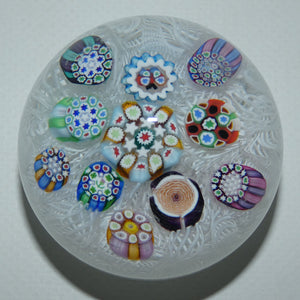 john-deacons-scotland-scattered-millefiori-on-white-lace-medium-paperweight