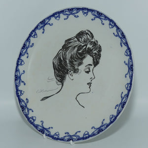 Royal Doulton CD Gibson Girls head portrait plate | Side Profile Head facing right 