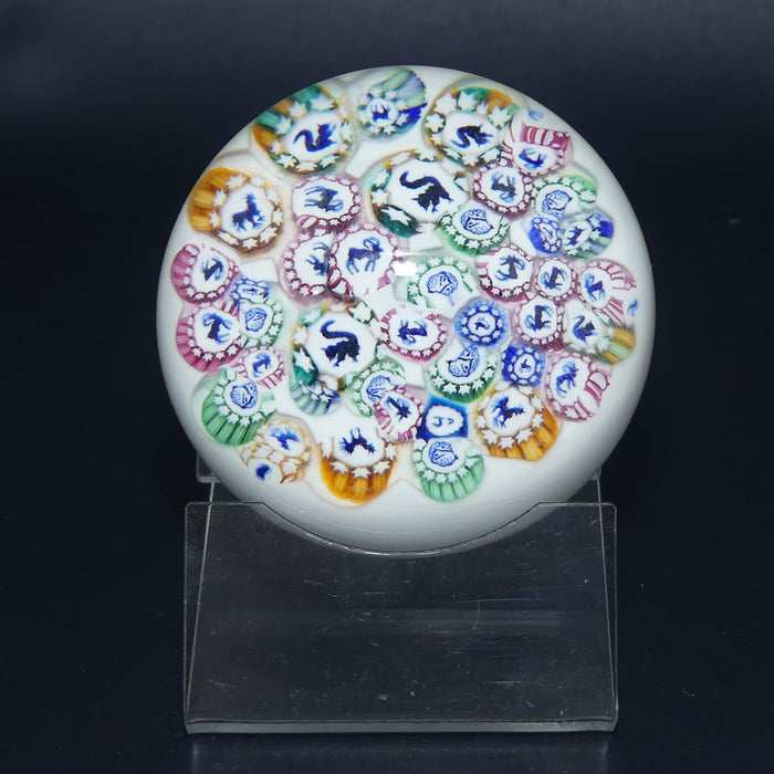 John Deacons Scotland Scattered Millefiori Silhouette cane paperweight #2