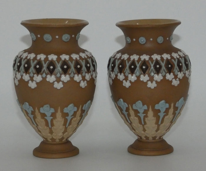 Royal Doulton Silicon pair small four colour balluster vases