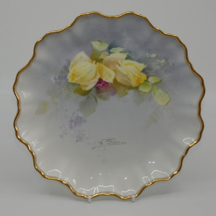 Royal Doulton hand painted Yellow Roses plate (Slater)