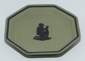 Wedgwood Jasper | Black on Sage Green | Abolitionist Anti Slavery | Am I not a Man and a Brother hexagonal tray