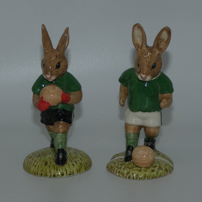 DB116-117 Royal Doulton Bunnykins Goalkeeper & Footballer set (Green)