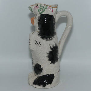 19th Cent Staffordshire Pottery Begging Spaniel Dog toby jug | Black