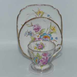 Roslyn Bone China Sunningdale pattern | Pretty Floral trio | signed RS Burber