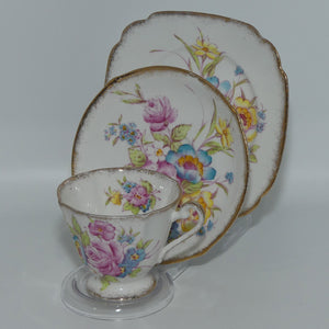 Roslyn Bone China Sunningdale pattern | Pretty Floral trio | signed RS Burber