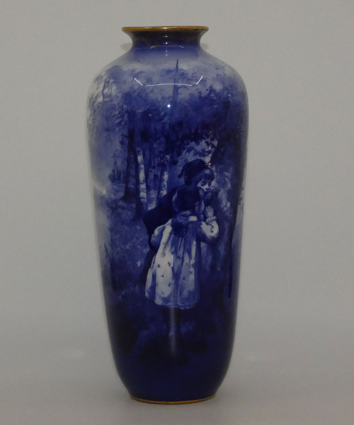 Royal Doulton Blue Childrens slender vase (Boy & girl peeping)