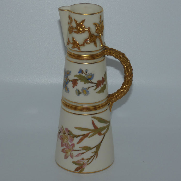 Royal Worcester Blush Ivory hand painted tall conical jug