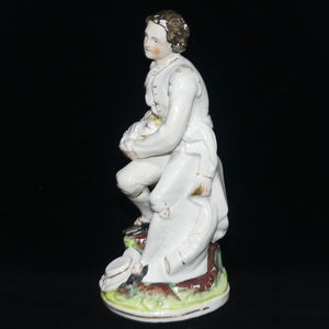 Antique Staffordshire Pottery Man Holding Basket of Grapes | Large