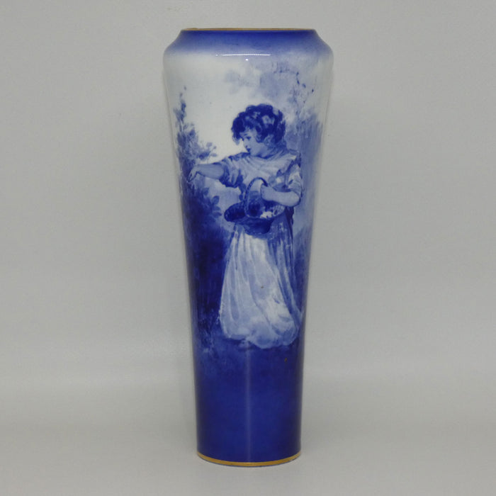 Royal Doulton Blue Childrens tapering vase (Girl Gathering Flowers)