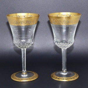 st-louis-crystal-france-thistle-pair-of-wine-glasses-gilt-open-border
