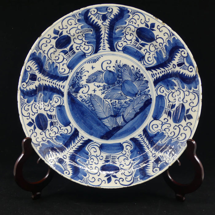 Antique 18th Century Tin Glaze Delftware charger bowl