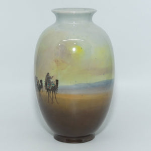 Royal Doulton Titanian hand painted Desert Scenes vase by Artist H Allen
