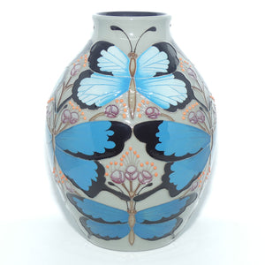 Moorcroft Australian Ulysses Butterfly on Grey 3/8 vase Trial 