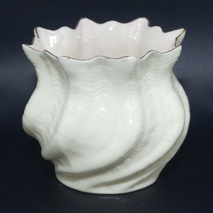 Belleek Urchin vase | Pink Wash Gilt Trim | Brown Mark