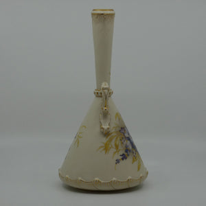 royal-worcester-blush-ivory-hand-painted-violets-tall-narrow-neck-vase-with-gilt-handles