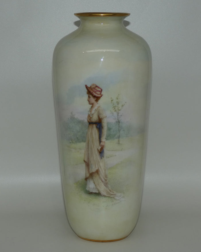 Doulton Burslem vase of a Young Woman signed S Alcock